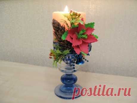 Christmas candle decoration -  Новогодний декор свечи