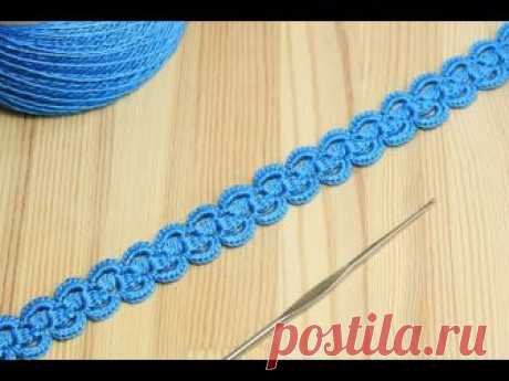 Ленточное кружево с пышными столбиками - вязание крючком - Crochet