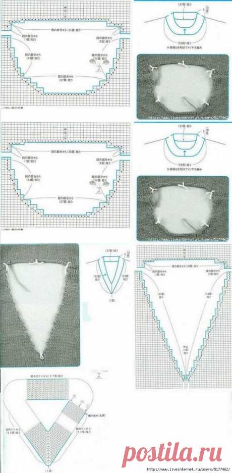 Как вывязывать горловину.