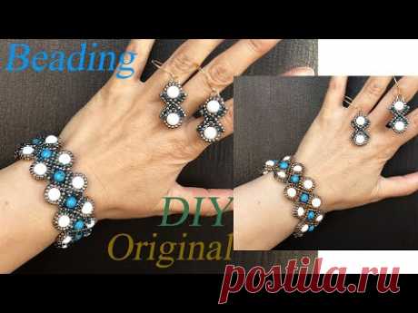 DIY|Beaded jewelry|How to string double-sided jewelry|Handmade|ビーズ| 手作り|нитка жемчуга; бусы|串珠|双面手链|