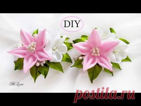 ЗАЖИМЫ ДЛЯ ВОЛОС, МК / DIY Kanzashi HairClip