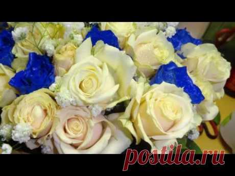 Свадебный букет . Синие розы