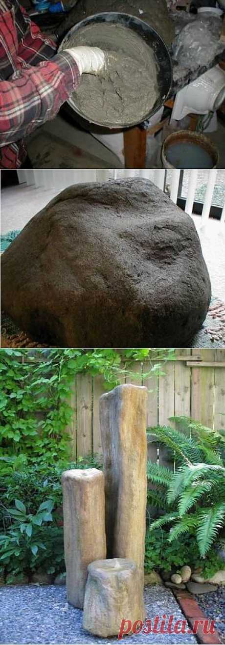 Искусственные камни для сада своими руками (2 вида - камень-валун и вертикальные камни).