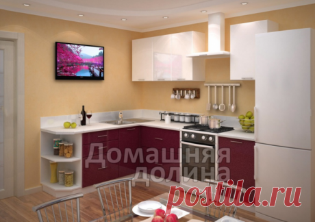Кухня угловая эконом Валерия-М-18 Белый/Гранат: купить | Домашняя Долина