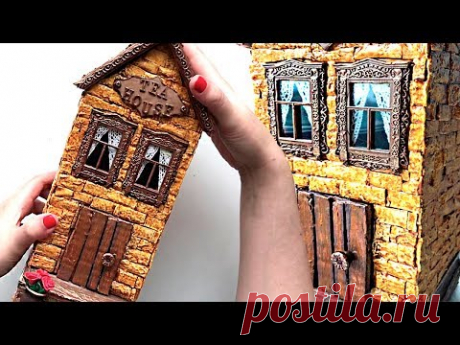 DIY miniature cardboard house | Tea house - YouTube