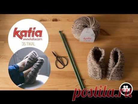 DIY Tejer Zapatillas · Knit Slippers · Tricoter Chaussons Tikal