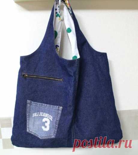 Eco Bag of Old Jeans Tutorial ~ DIY Tutorial Ideas!