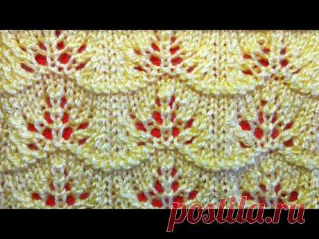 Ажурный узор спицами  Видео урок вязания на спицах для начинающих. Openwork pattern knitting needles - YouTube