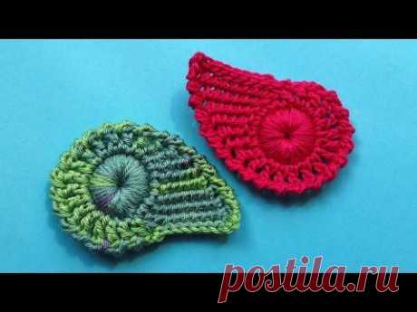 Crochet leaf  pattern  Комбинированный листик крючком   Урок вязания 335