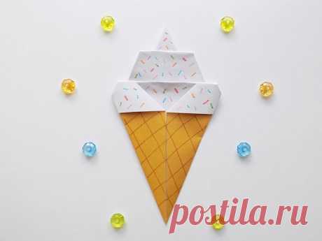 «Как сделать мороженое из бумаги в технике оригами»