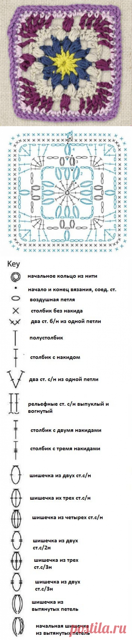 Цветные квадраты крючком