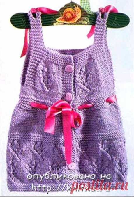 Сиреневый сарафан для девочки,  Вязание для детей Для этого необычного сарафана используйте самый модный цвет ниток. Он идеально подойдет для вашей крошки на летней прогулке. Размер: 12 месяцев. Вам