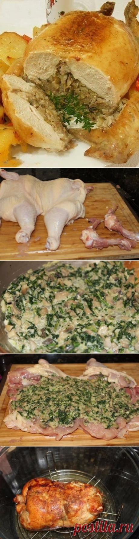 Как приготовить праздничная фаршированная курица без костей - рецепт, ингридиенты и фотографии