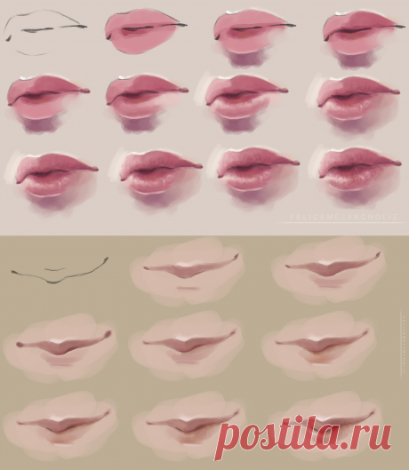 Semi-realism lips. step by step by FeliceMelancholie on DeviantArt