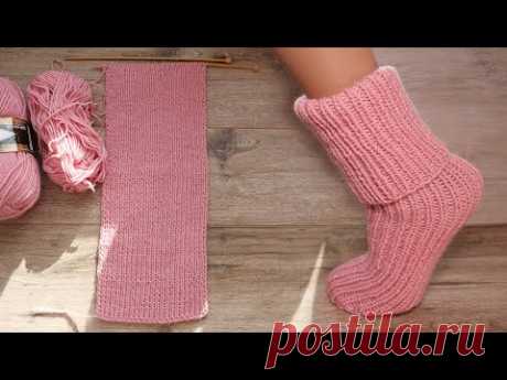 Носки для новичков на двух спицах 🧦 Knitting easy socks on two needles (tutorial for BEGINNER)
