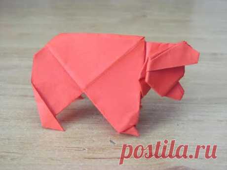 КАК СДЕЛАТЬ МЕДВЕДЬ ИЗ БУМАГИ  ПОДЕЛКА МЕДВЕДЬ ОРИГАМИ  PAPER BEAR ORIGAMI