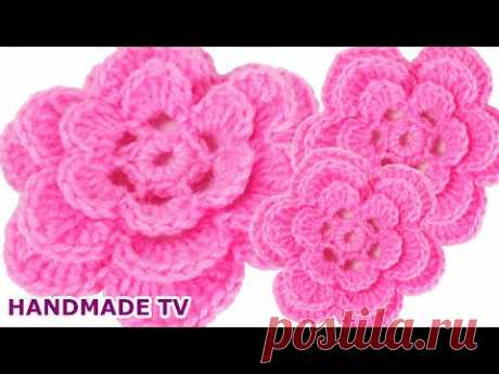 КРАСИВЫЙ ЦВЕТОК КРЮЧКОМ Crochet Flower Easy DIY TUTORIAL