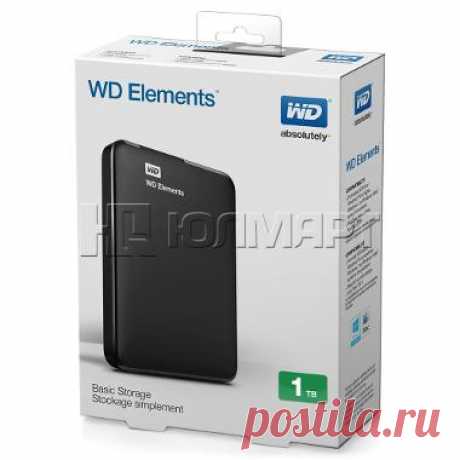 Western Digital Elements, WDBUZG0010BBK-EESN, 1ТБ, черный, 484553: характеристики, отзывы, фото, цена - интернет-магазин Юлмарт 4 410 руб.