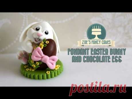 Fondant Easter bunny cake topper chocolate egg how to make fondant bunny tutorial cake decorating