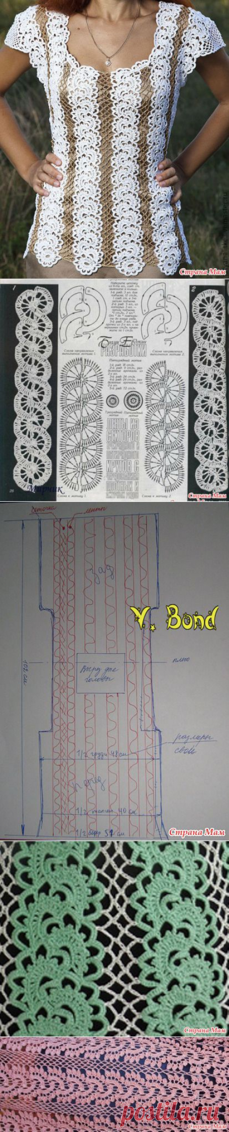 Вяжем 2 модели красивейших блуз лентами. Присоединяйтесь - Вяжем вместе он-лайн - Страна Мам