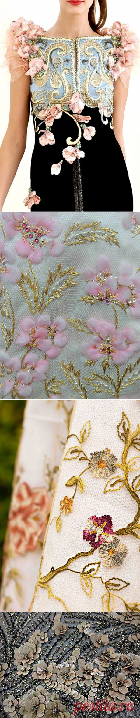Текстурная вышивка в коллекциях высокой моды. Цветочные мотивы
