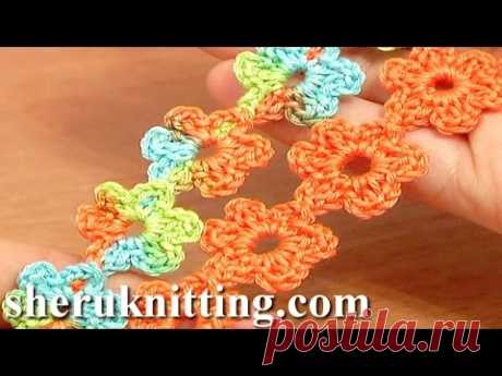 Get the more patterns at https://sheruknitting.com/ Flower lace, floral cord lace trim, crocheted lace trim. This crochet video tutorial demonstrates how to m...