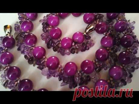 Tutorial: ultra violet necklace. DIY Колье из каменной крошки.
