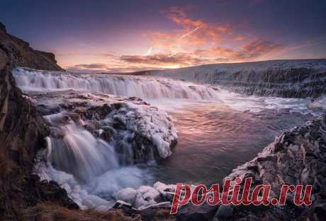 Водопад Гюдльфосс или «Золотой водопад», Исландия.