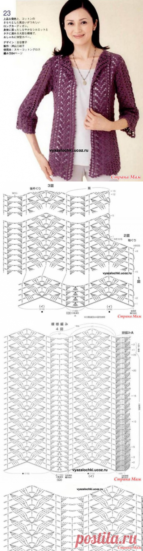 Ажурный карди-жакет, онлайн - Вяжем вместе он-лайн - Страна Мам