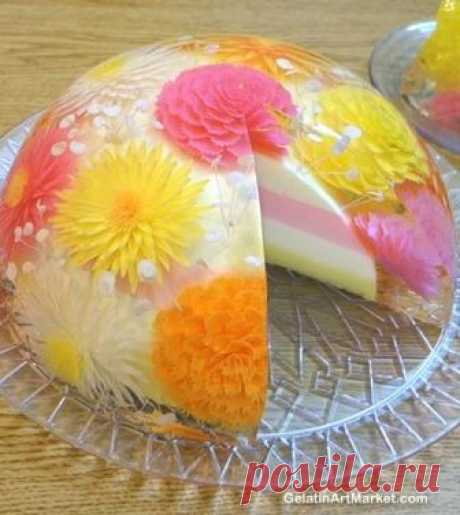 Colorful Gelatin Art Cake - Video Learn how to make beautiful Gelatin Art desserts.