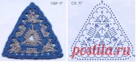Треугольные мотивы крючком. Сохраните в копилочку