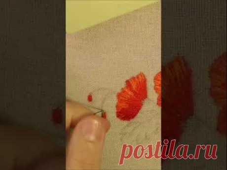 How to embroider a poppy flower Hand Embroidery short