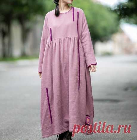 Womens plus size Maxi Dress Pink cotton Dress Longsleeve | Etsy 【Fabric】 cotton Lining cotton 【Color】 pink 【Size】 M; Shoulder width is not limited Shoulder + Sleeve 65cm/ 25 Bust 130cm/ 50 Length 122cm/ 47  L; Shoulder width is not limited Shoulder + Sleeve 67cm/ 26 Bust 130cm/ 50 Length 132cm/ 51  Washing & Care instructions: -Hand wash or gently machine