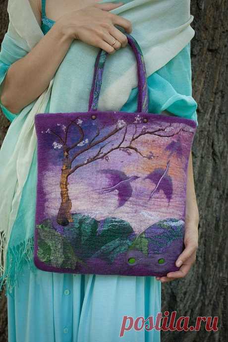 Felted Bag Handbag Purse Felt Nunofelt Nuno felt Silk Eco handmadered…