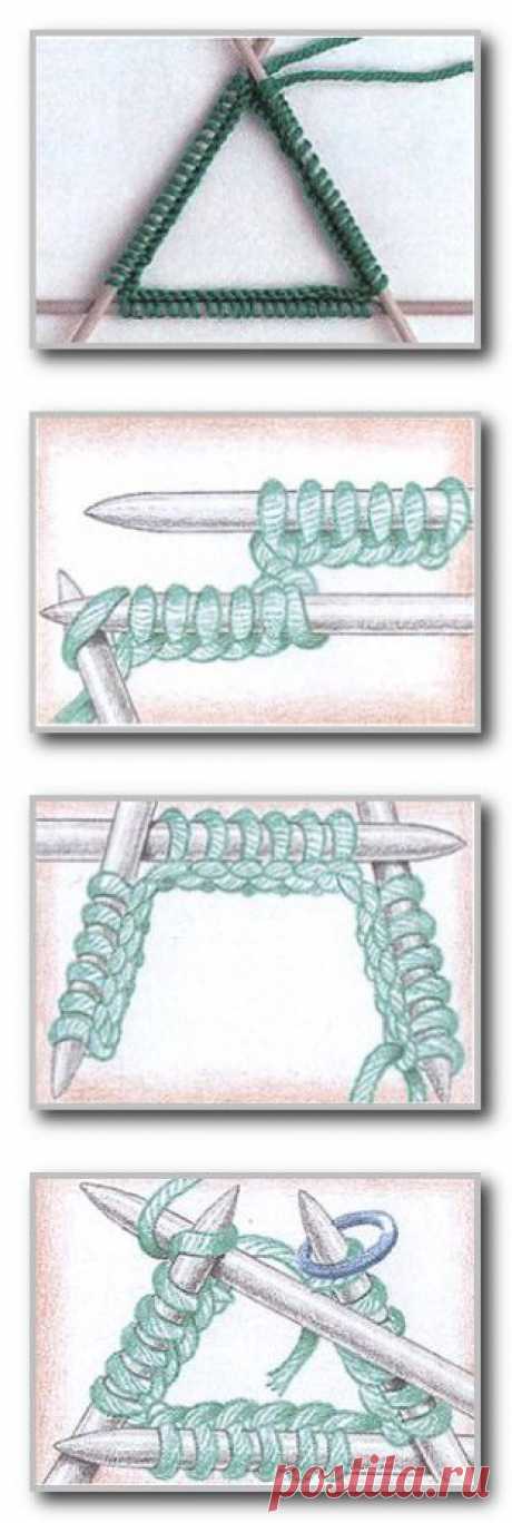 Курс вязания спицами. Чулочные спицы. Набор петель и вязание
