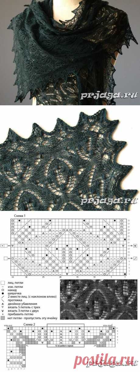 Шаль – палантин «Мистический лес» спицами