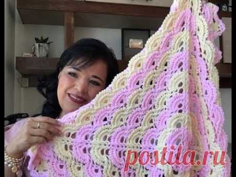 CÓMO TEJER UNA TOQUILLA DE BEBÉ EN CUADRO - CROCHET FÁCIL Y RÁPIDO - YO TEJO CON LAURA CEPEDA - YouTube