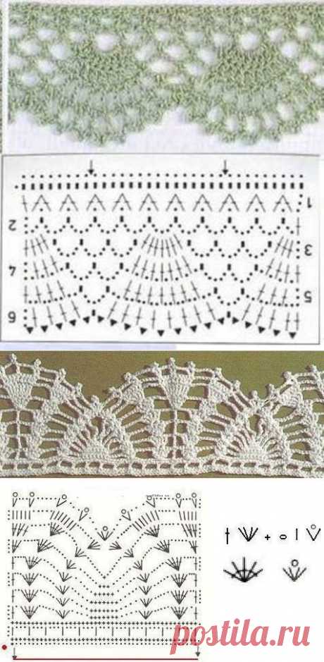 Кружевной край: схемы обвязки — Рукоделие
