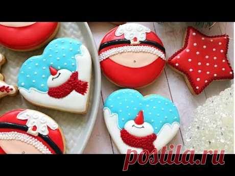 Snowman and Santa (Santa's belly) Cookies 🎅🏻