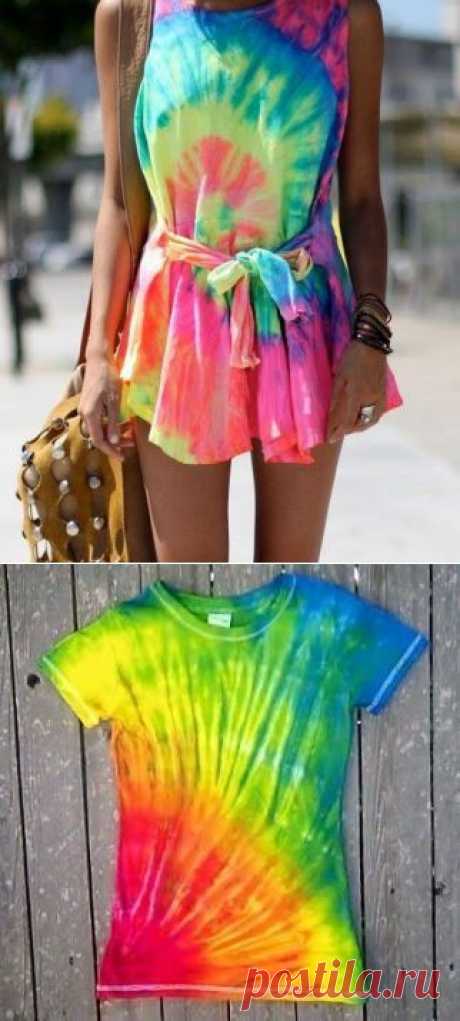 Метод окрашивания вещей или ткани Tie-Dye.