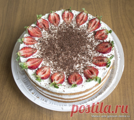Творожно-сливочный торт с ягодами или фруктами • Бисквитные торты