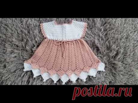 VESTIDO DE CROCHE MYKAELE BARRADO DUPLO   3 A 6 MESES