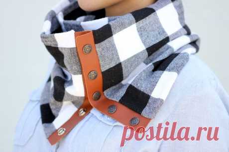 DIY Leather and Flannel Snap Scarf