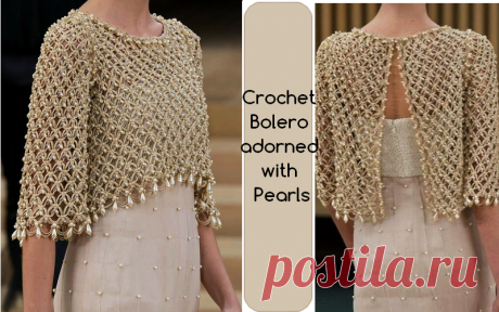 Crochet Bolero adorned with Pearls | Crochet Patterns and Tutorials