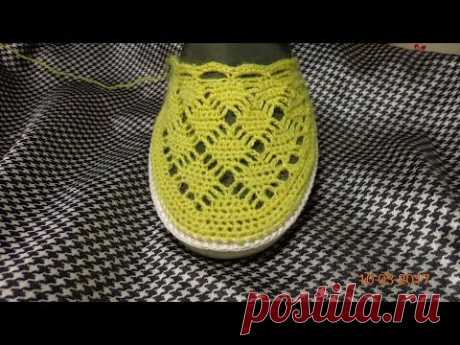 Желтые тапочки//Knitted slippers//zapatillas de punto