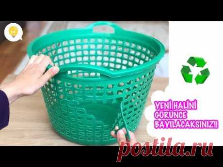 ESKİ KIRIK ÇAMAŞIR SEPETİNİN GERİ DÖNÜŞÜMÜNE İNANAMAYACAKSINIZ!! // HOW TO REUSE BROKEN BASKET - YouTube