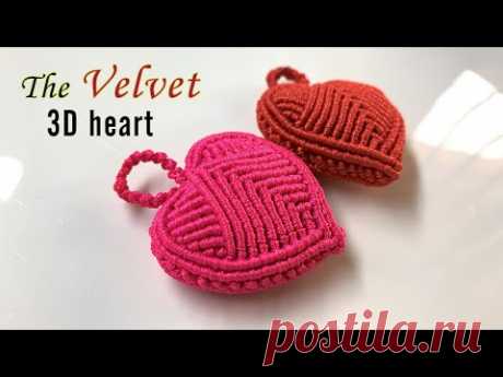 Macrame keychain tutorial: how to make the Velvet 3D heart - Hướng dẫn làm móc khóa trái tim 3D
