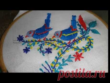 Hand Embroidery Bird Stitch Rumanian Lazy daisy Stitch Amma Arts.