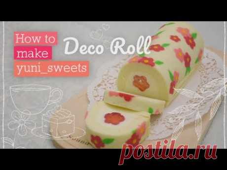 How to make floral design Rollcake! | yunisweets Deco Roll