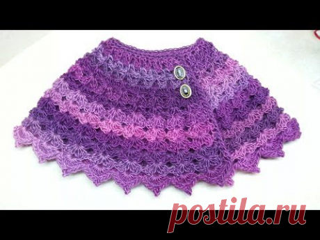 #Crochet Cute Baby Cape Shawl Poncho #TUTORIAL